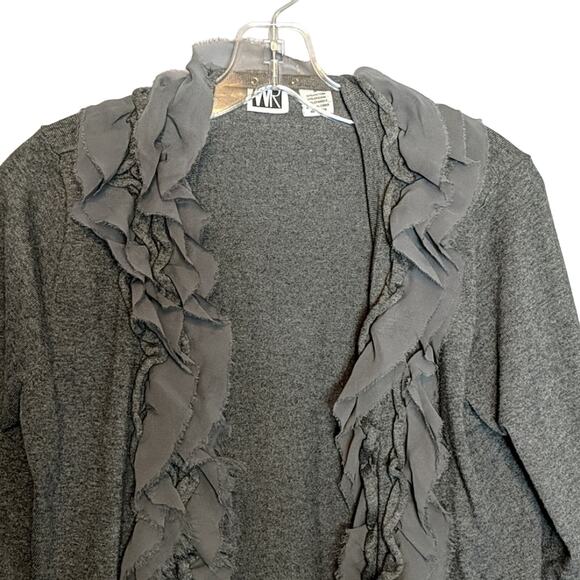 EUC WR Gray Ruffle Open Cardigan - Picture 2 of 5
